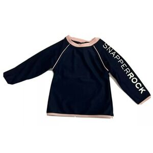 Snapper Rock Long Sleeve Rashguard UV 50+ Toddler Swim Sz 12-24 M Navy Pink